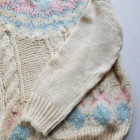 Women's M Jason Maxwell Petite Knitted By Hand Cream Sweater Vintage NWT - Picture 5 of 11